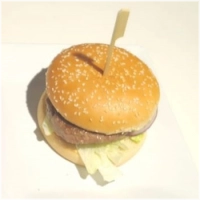 Burger  120g of 180g, Een burger met mayo, Curry , Ketchup komkommer, ui,sla en tomaat. 